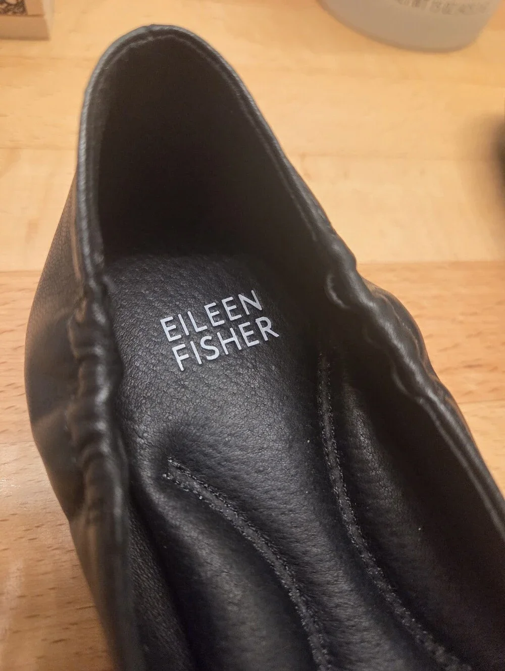 Eileen Fisher Fosse Leather Ballet Flats Round Toe Slip-on Black Womens Size 7.5